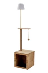 H&O Direct 2-in-1 Cat Climbing Frame Floor Lamp in Natural - thumbnail 4