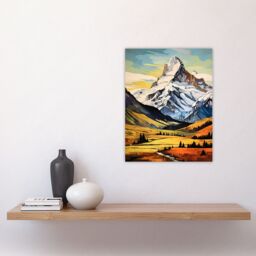 Artery8 Swiss Alps Switzerland Oil Painting Snow Capped Peaks Over Idyllic Alpine Meadow Unframed Wall Art Print Poster Home Decor Premium - thumbnail 4