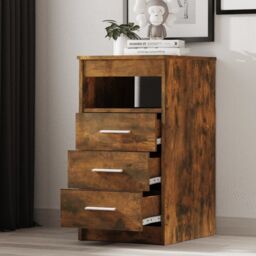 Berkfield Home Drawer Cabinet Smoked Oak 40x50x76 cm Engineered Wood in Brown - Size: 40 x 50 x 76 cm - thumbnail 3