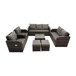 Fimous Garden Outdoor Furniture Set with 2 Small Stool Dark Grey Mixed - thumbnail 1