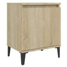 Berkfield Home Sturdy Bed Cabinets with Metal Legs 2 pcs Sonoma Oak 40x30x50 cm in Light Tan - Size: 40 x 30 x 50 cm - thumbnail 5