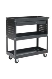 Living and Home 3-Tier Heavy Duty Steel Tool Cart Home Storage Cart With Wheel in Black - thumbnail 3