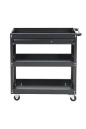 Living and Home 3-Tier Heavy Duty Steel Tool Cart Home Storage Cart With Wheel in Black - thumbnail 2
