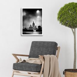 "Artery8 Wall Art Print 1950s Black & White New York Rainy Mist Cityscape Art Framed - Size: W12"" x H16""" - thumbnail 2