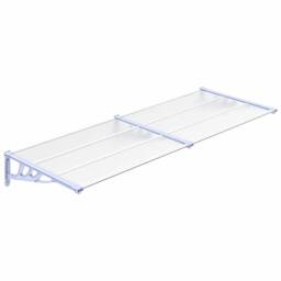 Berkfield Home Door Canopy Grey & Transparent 239x90 cm Polycarbonate in Clear - thumbnail 1