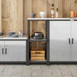 Berkfield Home Kitchen Storage Shelf with Storage Silver Galvanised steel - thumbnail 4
