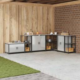 Berkfield Home Kitchen Storage Shelf with Storage Silver Galvanised steel - thumbnail 2