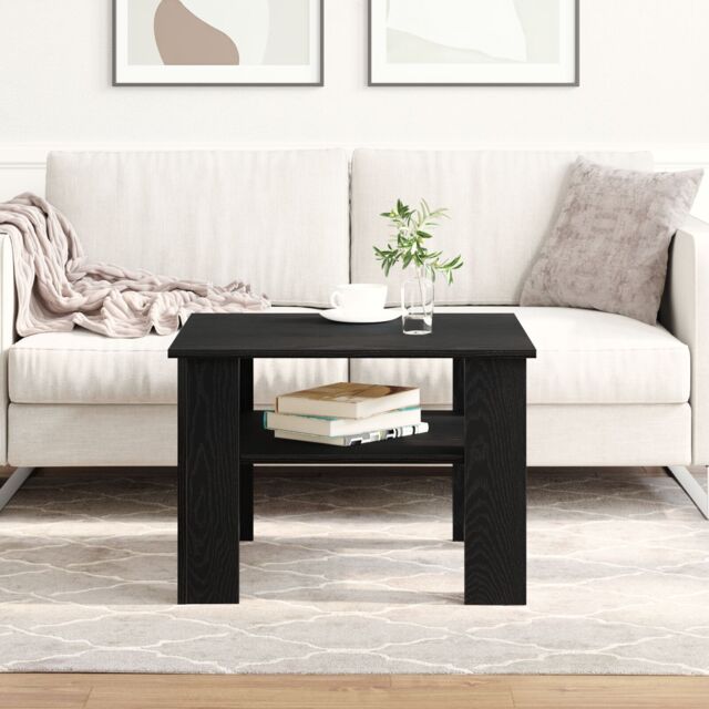 Berkfield Home Black Oak Coffee Table 60x60x42 cm Made of Engineered Wood - Size: 60 x 60 x 42 cm - image 1