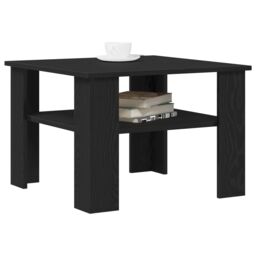 Berkfield Home Black Oak Coffee Table 60x60x42 cm Made of Engineered Wood - Size: 60 x 60 x 42 cm - thumbnail 3