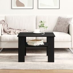 Berkfield Home Black Oak Coffee Table 60x60x42 cm Made of Engineered Wood - Size: 60 x 60 x 42 cm - thumbnail 1