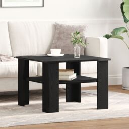 Berkfield Home Black Oak Coffee Table 60x60x42 cm Made of Engineered Wood - Size: 60 x 60 x 42 cm - thumbnail 4