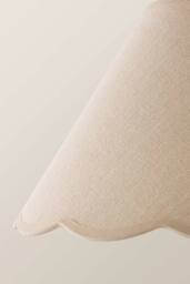 ValueLights Florie Natural Linen Large Taper Scallop Pastel Trim Lamp Shade & Bulb in Cream - thumbnail 4