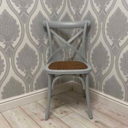 Minster French Cross Back Dining Chair - Wood - L46 x W49 x H88 cm - Grey - Size: 1 Pack - thumbnail 6