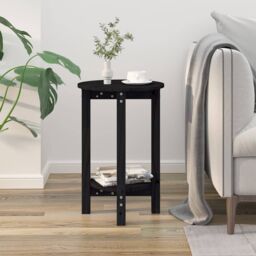 Berkfield Home Coffee Table Black Ã˜ 40x60 cm Solid Wood Pine - thumbnail 3