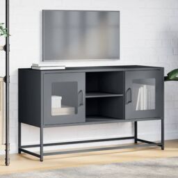 Berkfield Home TV Cabinet Anthracite 100.5x39x60.5 cm Steel in Black - thumbnail 4