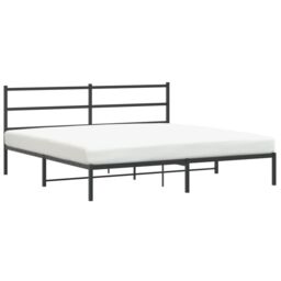 Berkfield Home Metal Bed Frame without Mattress with Headboard Black 193x203cm - Size: 193x203 cm - thumbnail 2