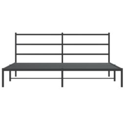 Berkfield Home Metal Bed Frame without Mattress with Headboard Black 193x203cm - Size: 193x203 cm - thumbnail 5