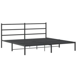 Berkfield Home Metal Bed Frame without Mattress with Headboard Black 193x203cm - Size: 193x203 cm - thumbnail 3