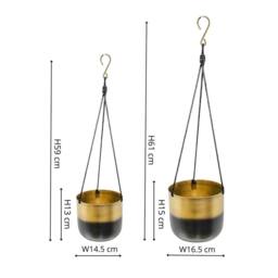 Ivyline Oscar Two Tone Gold Metal Hanging Planter Set of 2 - thumbnail 2