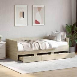 Berkfield Home Versatile Daybed with Drawers without Mattress Sonoma Oak 100x200 cm in Light Tan - thumbnail 2