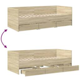 Berkfield Home Versatile Daybed with Drawers without Mattress Sonoma Oak 100x200 cm in Light Tan - thumbnail 8
