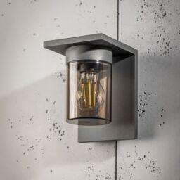 CGC Lighting 'Avery' Anthracite Grey E27 Outdoor Wall Light Lantern Smoked Diffuser IP54 in Dark Grey - thumbnail 2