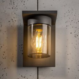 CGC Lighting 'Avery' Anthracite Grey E27 Outdoor Wall Light Lantern Smoked Diffuser IP54 in Dark Grey - thumbnail 4