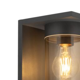 CGC Lighting 'Avery' Anthracite Grey E27 Outdoor Wall Light Lantern Smoked Diffuser IP54 in Dark Grey - thumbnail 6