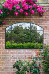 "MirrorOutlet Black Framed Arched Wall Garden Mirror 43"" X 29"" (110CM X 75CM) - Size: 1 Pack" - thumbnail 1