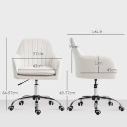 VOGREX Cream White Adjustable Swivel Office Desk Chair - thumbnail 2