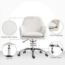 VOGREX Cream White Adjustable Swivel Office Desk Chair - thumbnail 4