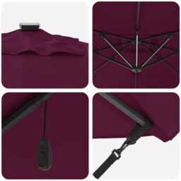 Berkfield Home Cantilever Roma Parasol with LEDs in Bordeaux Red, 286 x 285 x 270 cm Aluminium - thumbnail 8
