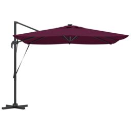 Berkfield Home Cantilever Roma Parasol with LEDs in Bordeaux Red, 286 x 285 x 270 cm Aluminium - thumbnail 6