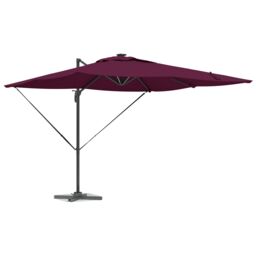 Berkfield Home Cantilever Roma Parasol with LEDs in Bordeaux Red, 286 x 285 x 270 cm Aluminium - thumbnail 3