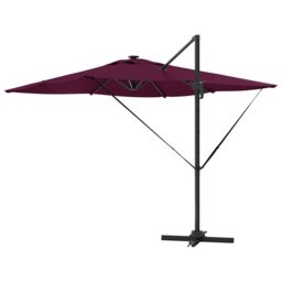 Berkfield Home Cantilever Roma Parasol with LEDs in Bordeaux Red, 286 x 285 x 270 cm Aluminium - thumbnail 7