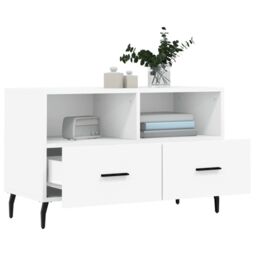 Berkfield Home TV Cabinet White 80x36x50 cm Engineered Wood - Size: 80 x 36 x 50 cm - thumbnail 4