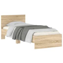Berkfield Home Bed Frame Frame with Headboard Sonoma Oak 75x190 cm Small Single in Light Tan - thumbnail 4