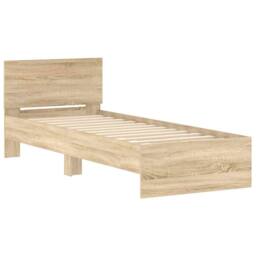 Berkfield Home Bed Frame Frame with Headboard Sonoma Oak 75x190 cm Small Single in Light Tan - thumbnail 3