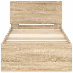 Berkfield Home Bed Frame Frame with Headboard Sonoma Oak 75x190 cm Small Single in Light Tan - thumbnail 5