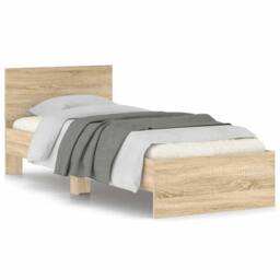 Berkfield Home Bed Frame Frame with Headboard Sonoma Oak 75x190 cm Small Single in Light Tan - thumbnail 1