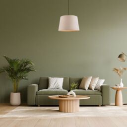 Happy Homewares Designer Taupe Beige Naturally Textured Linen Lamp Shade in Drum Shape - Size: 12 inches - thumbnail 7