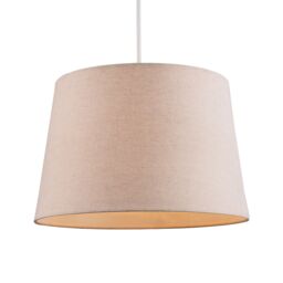 Happy Homewares Designer Taupe Beige Naturally Textured Linen Lamp Shade in Drum Shape - Size: 12 inches - thumbnail 2
