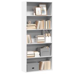 Berkfield Home Book Cabinet White 80x30x189 cm Engineered Wood - Size: 80 x 30 x 189 cm - thumbnail 3