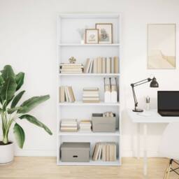 Berkfield Home Book Cabinet White 80x30x189 cm Engineered Wood - Size: 80 x 30 x 189 cm - thumbnail 1