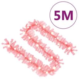 Berkfield Home Cosy Christmas Garland with LED Lights 5 m Pink - thumbnail 7