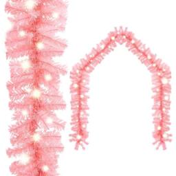Berkfield Home Cosy Christmas Garland with LED Lights 5 m Pink - thumbnail 2