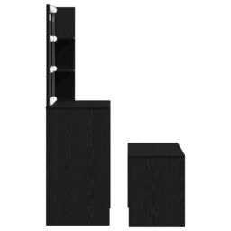 Berkfield Home Dressing Table Set with LED Black Oak Engineered Wood - thumbnail 9