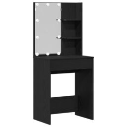 Berkfield Home Dressing Table Set with LED Black Oak Engineered Wood - thumbnail 6