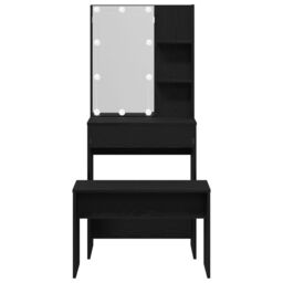 Berkfield Home Dressing Table Set with LED Black Oak Engineered Wood - thumbnail 8