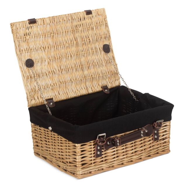 Red Hamper Wicker 40 cm Buff Empty Hamper with Cotton Lining in Black - image 1